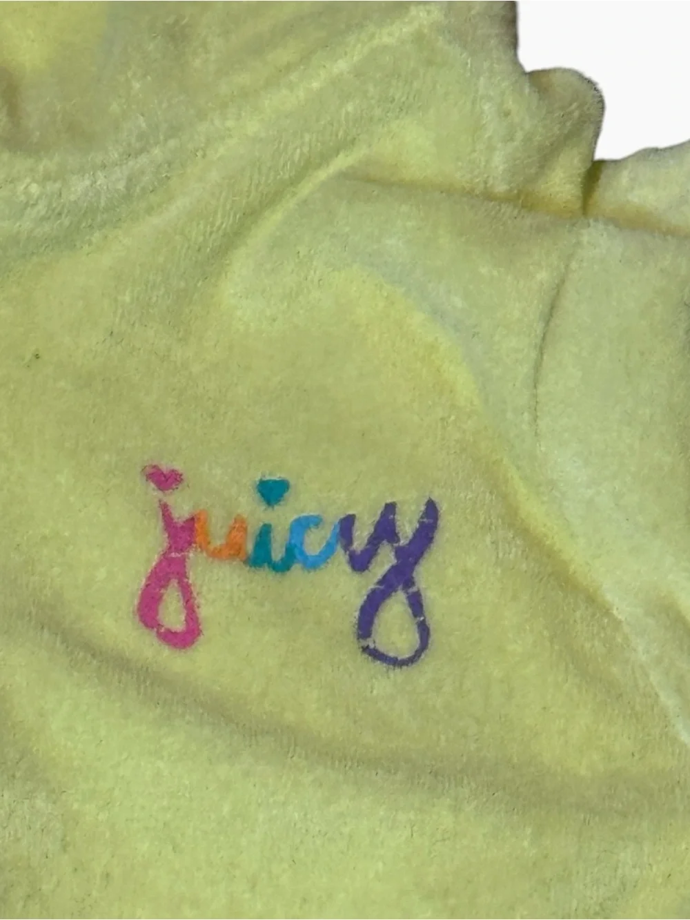 Juicy Couture Yellow Terry Hooded Top & Shorts Set with Rainbow Size 7